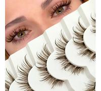 6 paia di ciglia finte marroni dall'aspetto bagnato, con banda trasparente, spesse e riutilizzabili, allunganti, per creare uno sguardo drammatico, arricciato e leggero, accessori per il trucco Fibra 