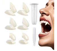 6 paia di denti da vampiro, zanne da vampiro con denti adesivi, protesi dentaria decorativa per feste di Halloween e cosplay (13 mm, 15 mm, 17 mm)