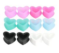 6 paia di dilatatori in silicone misti a forma di cuore cavo, ipoallergenici, dilatatori flessibili, dilatatori morbidi, gioielli Tuneles de Oreja Para Hombre, per uomini e donne, 4 mm, 20 mm(3/4