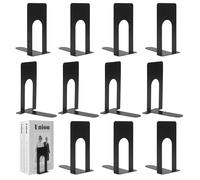 6 Paia di Fermalibri, Fermalibri Metallo per Mensole,Fermalibri in Metallo Nero, Antiscivolo Reggilibri,Perfetti per Uffici, Scuole, Biblioteche (12 Pezzi/Nero)