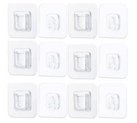 6 paia di ganci adesivi extra forti, ganci autoadesivi, non necessitano di forature, trasparenti, per prese, specchi da bagno, cornici