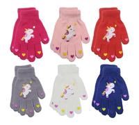 6 paia di guanti a dita intere per bambini, guanti invernali caldi, guanti elastici a maglia, graziosi guanti cartoni animati, adatti per ragazzi e ragazze dai 5 ai 11 anni,15 * 10cm(Colore casuale)