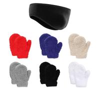 6 Paia Di Guanti Per Bambini E 1 Calda Fascia Protettiva Per Le Orecchie, Guanti In Velluto Corallo, Guanti Termici, Forniture Termiche Invernali