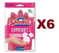6 PAIA DI GUANTI SPONTEX COMFORT TAGLIA XL 9-1/2 - 10 FELPATI IN SETA E COTONE