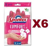 6 PAIA DI GUANTI SPONTEX COMFORT TAGLIA XL 9-1/2 - 10 FELPATI IN SETA E COTONE