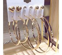 6 paia di orecchini a cerchio ingranditi e alla moda con strass a forma di C e cuore, set di orecchini a perno, ideale come regalo per San Valentino, mamma, madre, festa della mamma Tagli Unicavetro,F