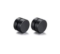 6 paia di orecchini a lobo uomini e donne neri CZ orecchini a clip non perforanti set tondi in acciaio neroUn design semplice e raffinato