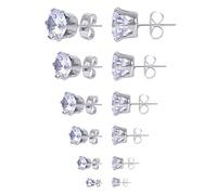 6 paia di orecchini in acciaio inossidabile in acciaio al titanio con zirconi orecchini con orecchini a cerchio in cristallo luccicante con zirconi chiari per orecchini da donna economici e durevoli A