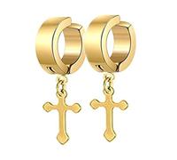 6 Paia di Orecchini Pendenti con Clip in Acciaio Inossidabile per Uomo Donna Orecchini con Ciondolo a Croce in Oro a Catena Lunga Non Piercing Lovely And Practical
