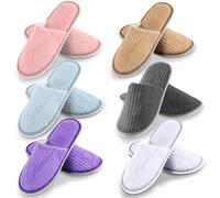 6 paia di pantofole per ospiti hotel: taglia unica 28,5 x 11 cm, pantofole in spugna con chiuse, lavabili antiscivolo, in tessuto non tessuto corallo, per hotel, viaggi, casa, ospiti