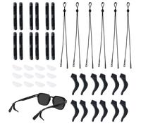 6 Paia Ganci per le Orecchie Degli Occhiali, 6 Paia Anti Slip Templi da Vista, 6 Pezzi Cinturino Regolabili per Occhiali Sportivi, 6 Paia Naselli Adesivi Silicone per Sport, Tempo Libero