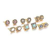 6 Paia Orecchini da Donna Vintage con Strass intarsiati turchesi Orecchini Set di Gioielli Regalo Elegante e Popolare Clever And Attractive