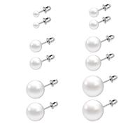 6 Paia Orecchini di Perle Sidereum Orecchini Unisex con Orecchini a Sfera in Acciaio Inossidabile Imitazione 4/6/8/10/12/14mm Perle Bianche Orecchini Anallergici Donna(12Pezzi )