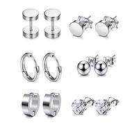 6 Paia/set Orecchini Per Trafiti In Acciaio Inossidabile Per Le Orecchie Unisex Da Donna Unisex Decorazioni In Argento