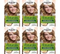 6 palette Naturals colori permanenti per capelli 8-0 biondo chiaro per capelli senza ammoniaca, colorazione fino al 100% copertura grigia formula vegana, 0% silicone 115 ml (confezione da 6)