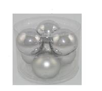 6 palline a sfera in vetro soffiato in argento silver cm9 decorazione per albero
