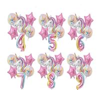 6 palloncini a tema unicorno per decorazioni per feste di compleanno, Natale 7,5,9,2,3,4,6,8,1,0Polietilene
