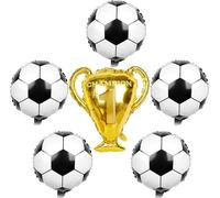 6 palloncini da calcio, palloncini trofeo di calcio, palloncini da calcio in alluminio, decorazioni per feste di calcio, accessori per feste di compleanno, eventi sportivi della Coppa del mondo