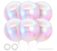 6 palloncini in alluminio iridescenti da 55,9 cm, 4D argento metallizzato da discoteca, decorazioni per addio al nubilato, discoteca, cowgirl, compleanni, anni '70, '80, '90, feste a tema (Iridescenti