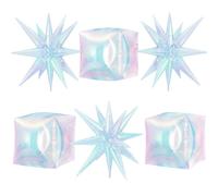 6 palloncini in lamina iridescenti, palloncini quadrati in lamina da 55,9 cm e palloncini iridescenti a forma di stella esplosiva, olografici, trasparenti, per compleanno, sirena, arcobaleno, feste di