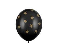 6 Palloncini in Lattice neri con stelle dorate - Nero - Taglia Unica