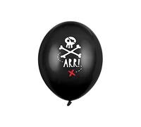 6 palloncini in lattice per festa dei pirati, 30 cm, colore: nero, taglia unica