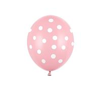 6 Palloncini Lattice 30 cm Rosa Pois Bianchi Decorazione Battesimo COMPL