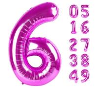6 palloncini viola rosato, palloncini con numero 101 cm, 6 palloncini per decorazioni di compleanno, forniture per feste viola rosato 6 palloncini di compleanno, palloncino numero 6