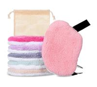 6 panni per il trucco, lavabili, riutilizzabili, in microfibra, per il viso, con sacco per la biancheria, in tessuto a rete, per tutti i tipi di pelle