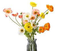 6 papaveri artificiali in seta, fiori primaverili realistici al tatto, per casa, cucina, decorazioni per matrimoni, composizioni floreali, centrotavola, vaso e bouquet (colori misti)