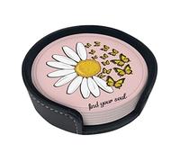 6 PC Sotto chieri in pelle per bevande con supporto Trova la tua anima Fiore margherita Set di sotto chieri rosa Tavolo per bevande Sotto chieri per soggiorno Cucina Caffè Decor