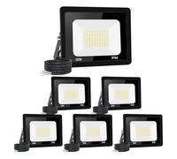 【6 PCS】50 W Proiettore LED per esterni, 5000 lm, IP66, impermeabile, faretto LED esterno, super luminoso, illuminazione esterna bianco caldo (3000 k), sicurezza spot led per stadi, fabbriche,