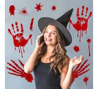6 Pcs Adesivi Per Le Mani Di Sangue Murali Halloween Incollatore Da Parete