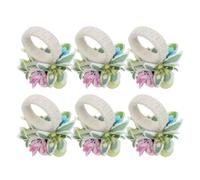 6 Pcs Anelli Da Tavola Pasquali Con Coniglietto Porta Tovagliolo Pasquale