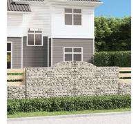 6 Pcs Arc Gabion Baskets 300x50x120/140 cm Galvanized Steel Wire Mesh for Garden Decoration, Windbreak and Outdoor Landscaping, Heavy Duty Rustproof Stone Cage Wall