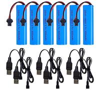 6 PCS Batterie Agli Ioni di Litio da 3,7 V 3000 mAh, 18650 Batterie 3.7v Rechargeable, Batteria di Ricambio con Caricabatterie USB Spina SM-2P per veicoli RC Auto, Bateau, Navire, Robot
