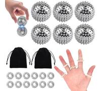 6 Pcs Bolas Magnéticas de Acupresión & 12 Anillos de Masaje de Dedos, Bolas de Masaje, Pelotas de Masaje con Pinchos, Anillos Masajeador de Dedos para Elimina Musculares