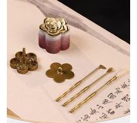 6 PCS Brass Incense Burner Tool Set, Incense Making Kit, with Incense Press Spoon/Shovel Brush, Home Fragrance for Relaxation, Meditation, Aromatherapy