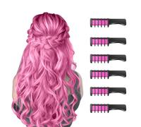 6 Pcs Capelli Gesso Pettine per Bambini, Gessetti per Capelli Temporaneo Gesso Regalo di Compleanno per Ragazze Età 6 7 8-12+Lavabile Tintura per Giorno dei Bambini, Halloween, Natale Party(Rosa)