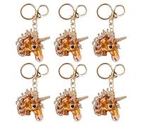 6 Pcs Cartoon Style Metal Key Chains, Rhinestone Key Chains with Shiny Lustrous Finish, Cute Decorative Keychain Pendant Set for Car Keys Bag Accessories, Durable Compact Keyring G (YSKJD21 Oro)