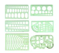 6 PCS Cerchiografo, Righello Geometrico Multifunzionale, Stencil Geometrici in Plastica per Disegno, Modelli di Cerchio e Geometrici per Progettazione, Righelli Trasparenti per Misurazione (Verde)