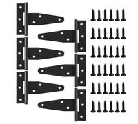 6 PCS Cerniere a T Resistenti con Vite di Montaggio,100 mm, Cerniere Pesanti per Porte e Cancelli, Cardini Pieghevoli con 36 Viti per Porte da Giardino, Capanni, Finestre e Recinzioni (Nero)