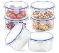 6 Pcs Contenitori Alimenti Ermetici 300ML con Coperchio, Contenitore Plastica Piccoli Impilabile, Scatola Stoccaggio Cibo Riutilizzabili Rotondi Senza BPA per Congelatore, Cucina,Frigorifero,Microonde