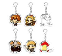 6 Pcs Delicious Dungeon Meshi Portachiavi Anime Figure Cosplay Carino Keychain Ciondolo Delicious Dungeon Meshi Acrilico Keyring Borsa Deck