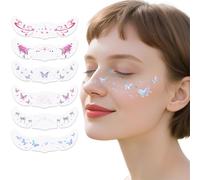 6 pcs Farfalla Lentiggini Glitter Tatuaggio Facciale,Tatuaggi Glitterati Temporanei,Tatuaggi Glitterati con Lentiggini, Pellicola Argento, Design Impermeabile,Accessori per Feste