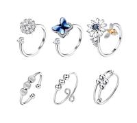 6 Pcs Fidget Spinner Calming Tool Anello Regolabile Anelli Ansia