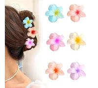 6 pcs Floreali Mollettone Capelli,Fermagli per Capelli Fiore,Clip Antiscivolo per Capelli, Forte Tenuta, Hawaiana Plumeria Forma di Fiore tropicale,Fermaglio Capelli Donna