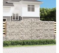 6 Pcs Galvanized Steel Gabion Baskets 400x30x180/200 cm for Garden Decoration, Windbreak and Rock Fence, Heavy Duty Arc Design with 3.5mm Wire, Easy Assembly Outdoor Landscaping Solution