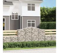 6 Pcs Galvanized Steel Gabion Baskets Arc Shape 200x50x120/140 cm for Garden Decoration, Windbreak, and Stone Fence, Heavy Duty 3.5mm Wire Mesh with Reinforced Hooks, Easy Assembly