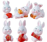 6 Pcs Ornamenti Per Auto Piccolo Coniglietto in Resina Minuscole Figurine